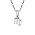 Premium stainless steel Virgo zodiac constellation symbol pendant necklace with box chain - Virgo / Steel