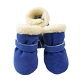 Blaue flauschige Hundeschneeschuhe mit weichen Sohlen und Klettverschluss - S / Blau