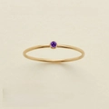 Minimalist gold stainless steel ring with 2mm purple amethyst gemstone for women - US 7 / Gold June Amethyst
