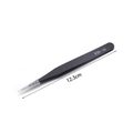 Detail of ESD-10 black anti-static tweezers with protective cap and 12.3cm measurement - ESD-10 (Straight Tip) / Black