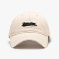 Beige washed cotton baseball cap with black concise embroidery and curved brim - Adjustable / Beige