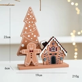 Weihnachtliche Holzdekoration mit Lebkuchenmann und Haus auf einem rechteckigen Sockel - Lebkuchen-Weihnachtsbaumhaus
