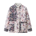 Doorgestikt jasje met paisleyprint, opstaande kraag en patchwork bloemmotief dames - S / Multicolor Splicing