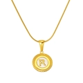 18K gold-plated titanium snake chain necklace with shell letter R pendant charm - Letter R (S-P005-R)