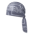 Elastic gray paisley bandana durag with long tail for cycling and sports wear - Light Gray