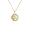 Detailed shot of Taurus zodiac necklace with gold plating and colorful zircon inlay - Taurus