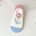 Atmungsaktive weiße Füßlinge mit Tulpenmuster und rutschfestem Design für Damen - Einheitsgröße / Rosa Blumen