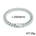 Poliertes silbernes Edelstahl-Panzerarmband mit Rechteckverschluss 200x8mm - Glänzendes Silber (KB148905-Z) / 8mm Breit x 20cm Lang