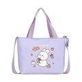 Bolso tote de lona violeta claro con lindo estampado de conejo para niños - Morado