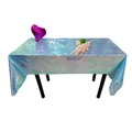 Holographic laser plastic tablecloth for parties with iridescent blue and pink reflection - Rainbow Gold (Blue) 1*2.7m