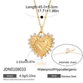 Dettagli dimensionali della collana con cuore d'oro e catena di estensione in acciaio - Collana con Ciondolo a Cuore Cavo