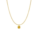 Minimalist gold stainless steel necklace featuring a single yellow zircon stone pendant - November