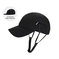 Black multi-panel cycling cap with two-way wear design and hidden drawstring feature - Hidden Windproof Drawstring Style / Black
