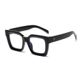 Occhiali neri con montatura quadrata spessa e tripli rivetti dorati vintage sulle stanghette - Montatura Nera Lente Anti-luce Blu