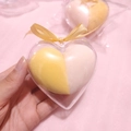 Dual-color makeup sponge in heart-shaped case with gold ribbon detail and soft texture - Custom Color/OPP Bag