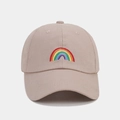 Khaki Baumwoll-Baseballkappe mit bunter Regenbogen-Stickerei für den Sonnenschutz - Verstellbar / Khaki