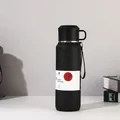 Black matte 1000ml vacuum insulated bottle made of 316 stainless steel with carry strap - 1000ml / Classic Black