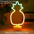 Pineapple LED neon sign lamp with green and yellow light, dual USB or battery power - Pineapple Bicolor