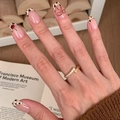 Gold open butterfly ring with cow print faux nails and elegant brushed metal finish - Gold 3-Stone