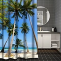 Tenda da doccia in poliestere con paesaggio tropicale di spiaggia in un bagno moderno - 90*180CM(Tenda da doccia) / Spiaggia tropicale-YS236