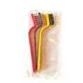 Set of 3 gas stove cleaning wire brushes with red, black, and yellow plastic handles - 3 Pieces Set - Colored Handle / OPP Bag