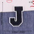 Navy blue embroidered letter J patch with white border, size 5.5cm for clothing DIY - Letter J / Navy Blue