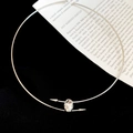 Minimalist silver choker necklace with arrow design and oval crystal centerpiece. - Chain Only / 47# Silver Minimalist Arrow Choker