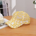 White mesh baseball cap with yellow daisy embroidery for summer sun protection - Adjustable / Yellow