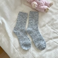 Thick grey gradient wool blend crew socks with soft ribbed texture for winter warmth - One Size (EU 35-40) / Heather Grey