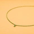 Detail of beaded necklace featuring green stones and a rectangular emerald-green pendant - GX03113B (Rectangle Green Pendant)
