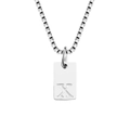Minimalist silver rectangle pendant with letter X on a stainless steel box chain - Letter X / Silver