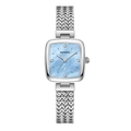 Orologio da donna quadrato con quadrante celeste e cinturino a maglia color argento - Cassa Argento Quadrante Blu