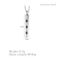 Silver stainless steel urn necklace with black pet paw prints and 42mm cylinder pendant - Stainless Steel / LP1179 Silver Paw Cylinder