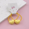 Paire d'élastiques à cheveux en résine jaune en forme de cœur sur carte décorative - Jaune (1 Paire)