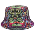 Sombrero de pescador reversible con estampado de grafiti y diseño de ojo de gato surrealista - M (56-58cm) / Estampado de Ojo de Gato Psicodélico (Estilo A)