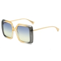Occhiali da sole quadrati alla moda con montatura sfumata giallo-nero e lenti blu-gialle - Montatura Arancione Grigia Lente Blu Gialla