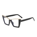 Occhiali cat-eye neri alla moda con montatura geometrica e inserti in metallo oro - Montatura Oro Nero