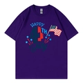 T-shirt en coton violet foncé avec imprimé Happy 4th of July Independence Day - Violet (Happy 4th of July)