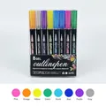 Set of 8 glitter outline markers in vibrant colors for DIY journaling and art - Black Barrel 8 Colors Set