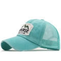 Vintage γαλαζοπράσινο καπέλο trucker με επίραμμα Explorer και φθαρμένο βαμβακερό γείσο - 03 Πράσινο της Μέντας