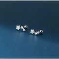 Three-star silver studs with cubic zirconia and secure screw back closure - Three Stars Screw Back Silver Style