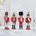 Set of 4 traditional 12cm wooden nutcracker soldier figurines for Christmas decor - Set B Nutcracker Ornaments-12cm