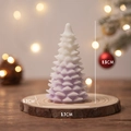Purple gradient Christmas tree scented candle on wood base, size 5.7x9.5cm - Purple Cedar Tree (Lavender)