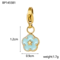 Light blue enamel flower pendant with gold edges and dimensions for DIY jewelry - BP1455B1-Light Blue Flower