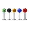 Five-piece stainless steel piercing set featuring vibrant multi-colored crystal ball studs - Shamballa Ball Style