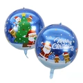 Ballon de Noël 4D bleu de 22 pouces en aluminium avec motifs Père Noël et bonhomme de pain - Père Noël Enneigé 4D Fond Bleu