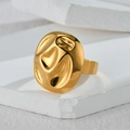 Irregular golden water ripple earrings with a unique textured concave-convex punk design - Molten Irregular Convex-Concave Ring (R775)