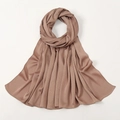 Taupe silk-feel satin hijab scarf with elegant drapes and smooth glossy texture - Khaki
