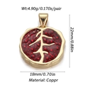 Detailed view of 18K gold-plated pomegranate charm with red seeds and dimensions - Pomegranate Slice Shape / Gold/Red