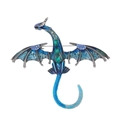 Detailed macro view of flying dragon brooch with blue enamel and sparkling rhinestones - Blue Green Gradient